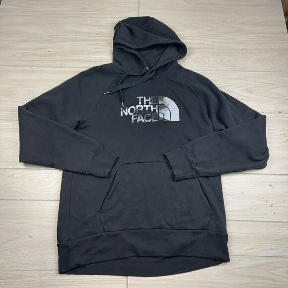 The North Face Hoodie Sweatshirt Mens Large Black Kangaroo Pocket Half Dome Warm - Picture 1 of 7